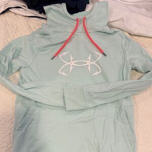 Under Armour Mint Green Hoodie with Pink Drawcords -Fishing